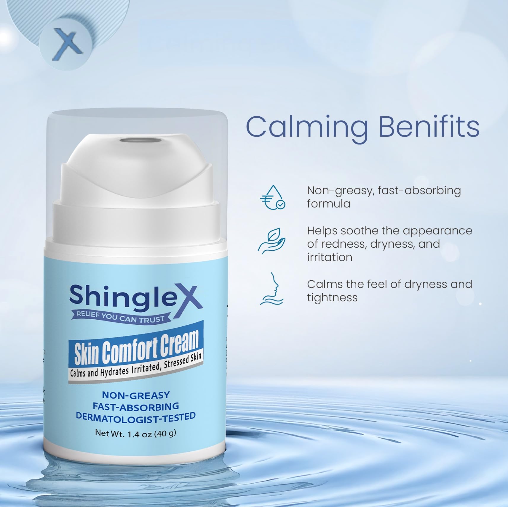 ShingleX Moisturizing Skin Cream daily routine setup on bathroom shelf