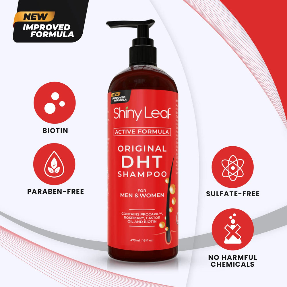 Étiquette détaillée montrant les ingrédients clés du shampooing Shiny Leaf