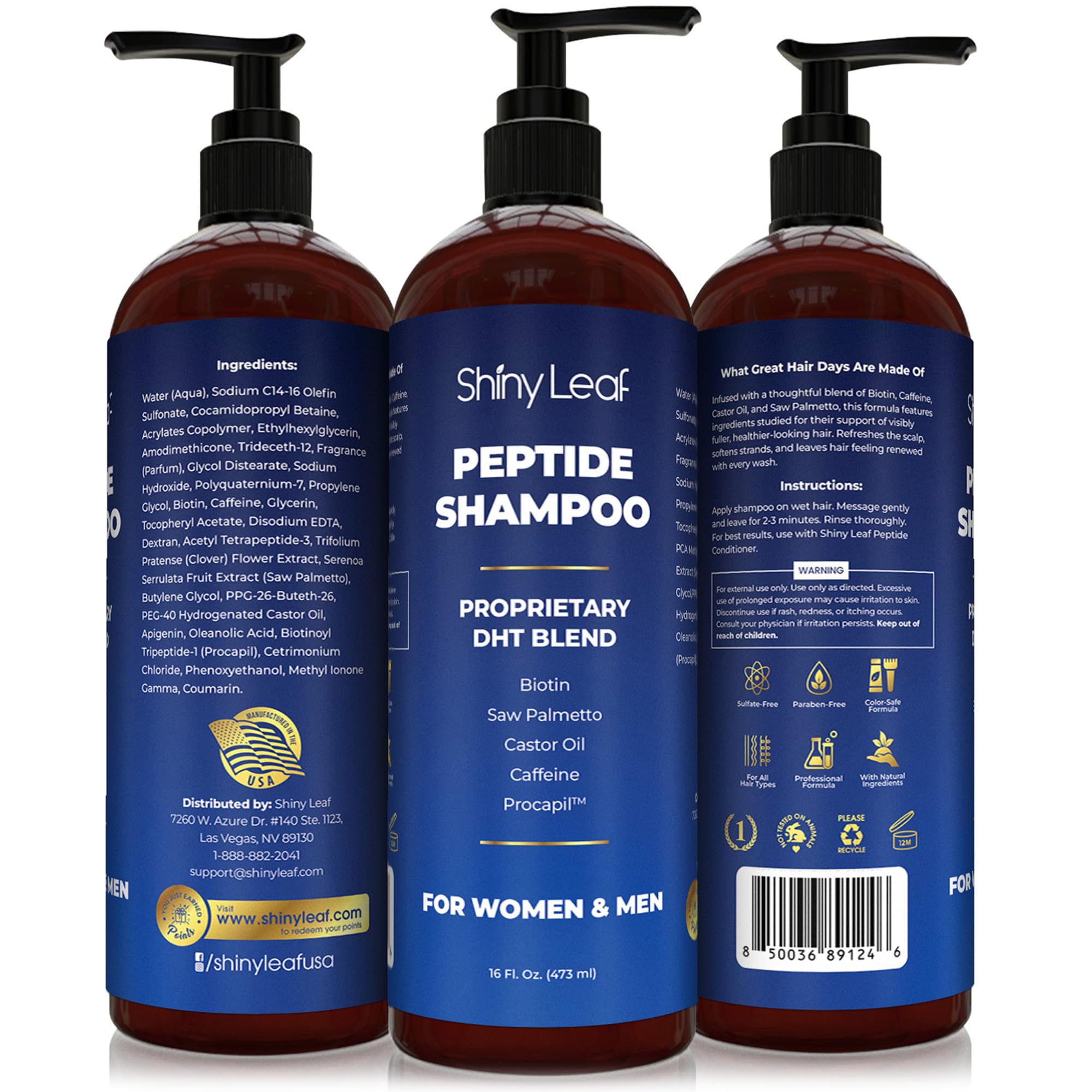 Shiny Leaf sin sulfatos, seguro para cabello teñido.