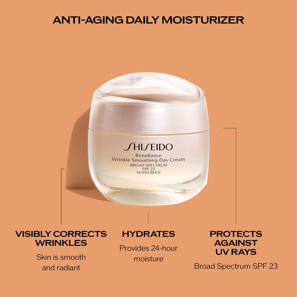Shiseido Benefiance crema de día etiqueta SPF23 para protección diaria.