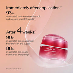 Gráfico de ingredientes con ácido hialurónico y ginseng en Shiseido.