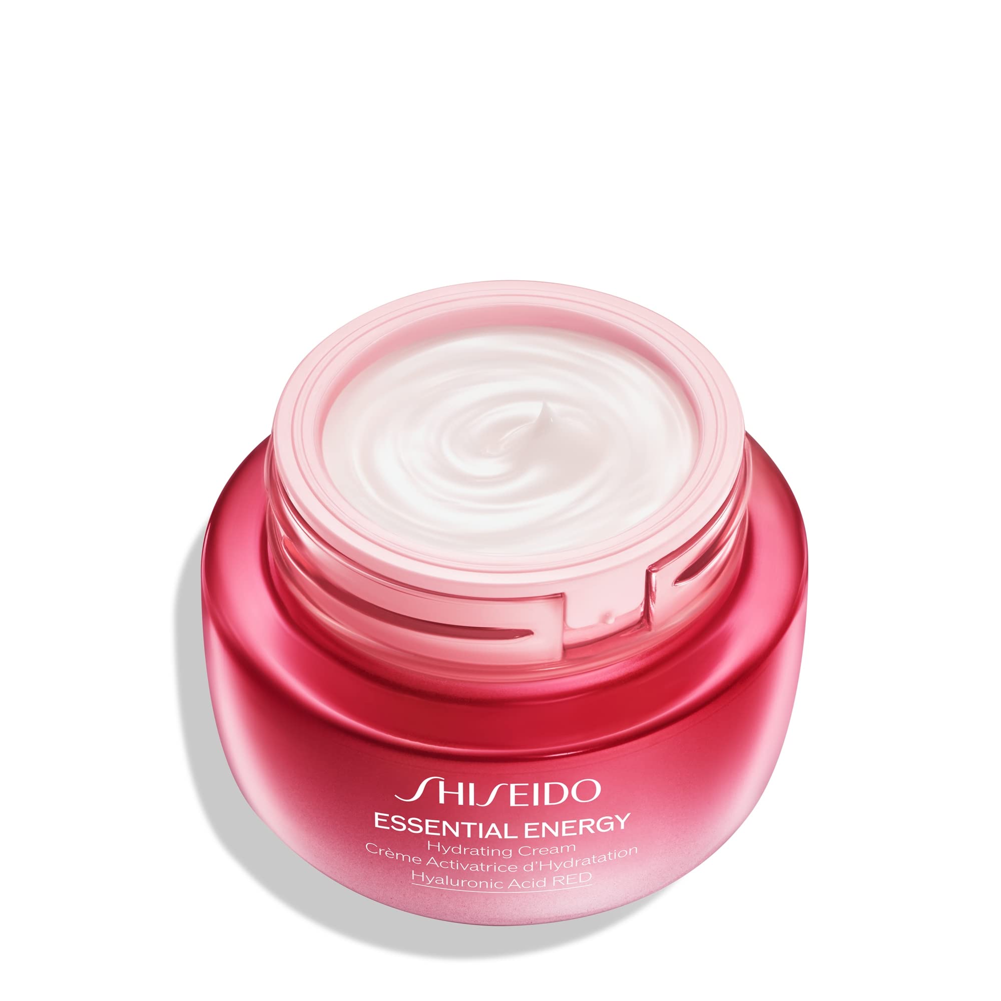 Primer plano de la textura suave de la crema de Shiseido, absorción rápida