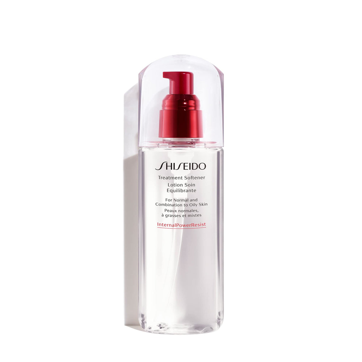 Shiseido Suavizante de Tratamiento: botella cercana, mejora la preparación de la piel para los siguientes pasos.