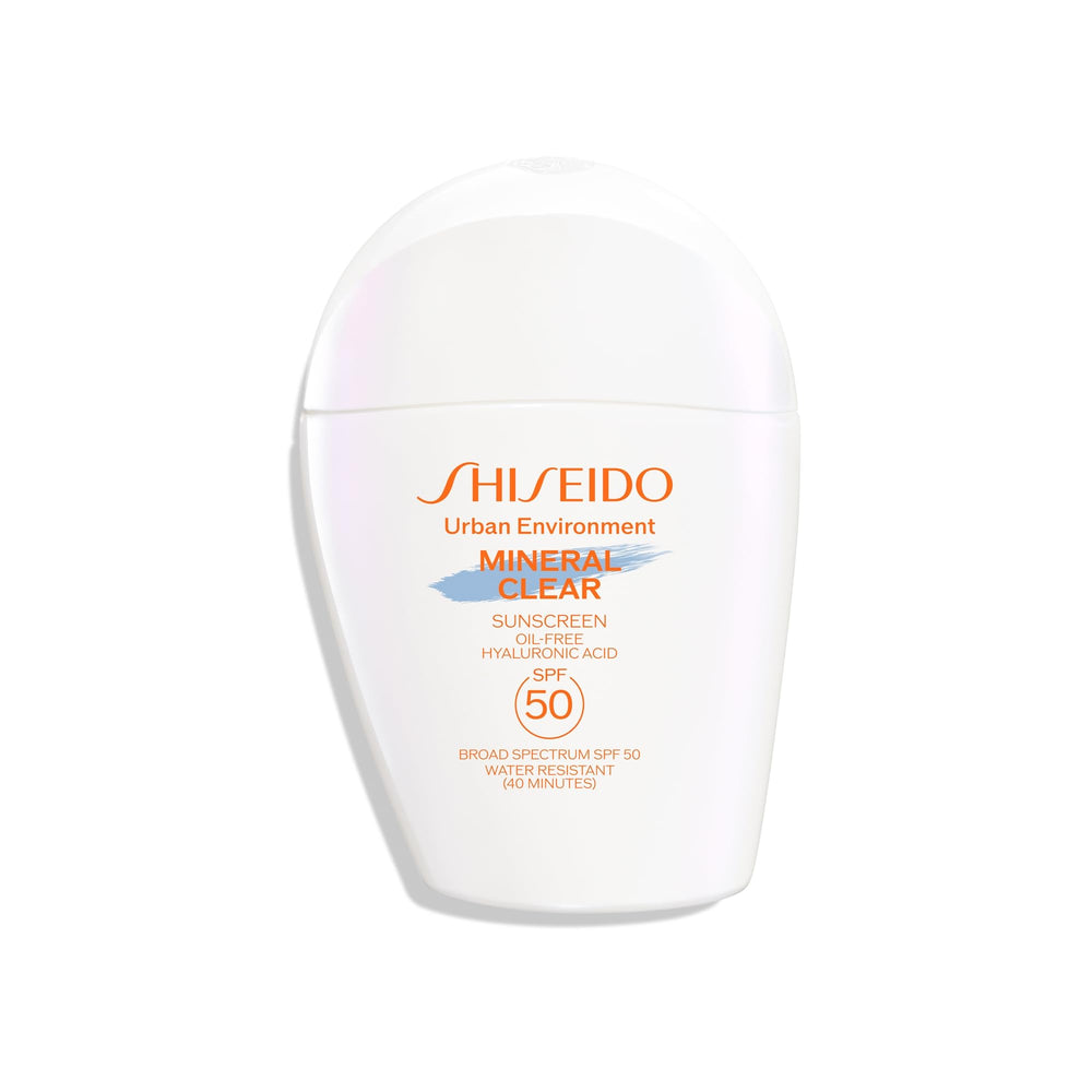 Shiseido Urban Environment Mineral Clear SPF 50 frente: protección diaria sin irritación.
