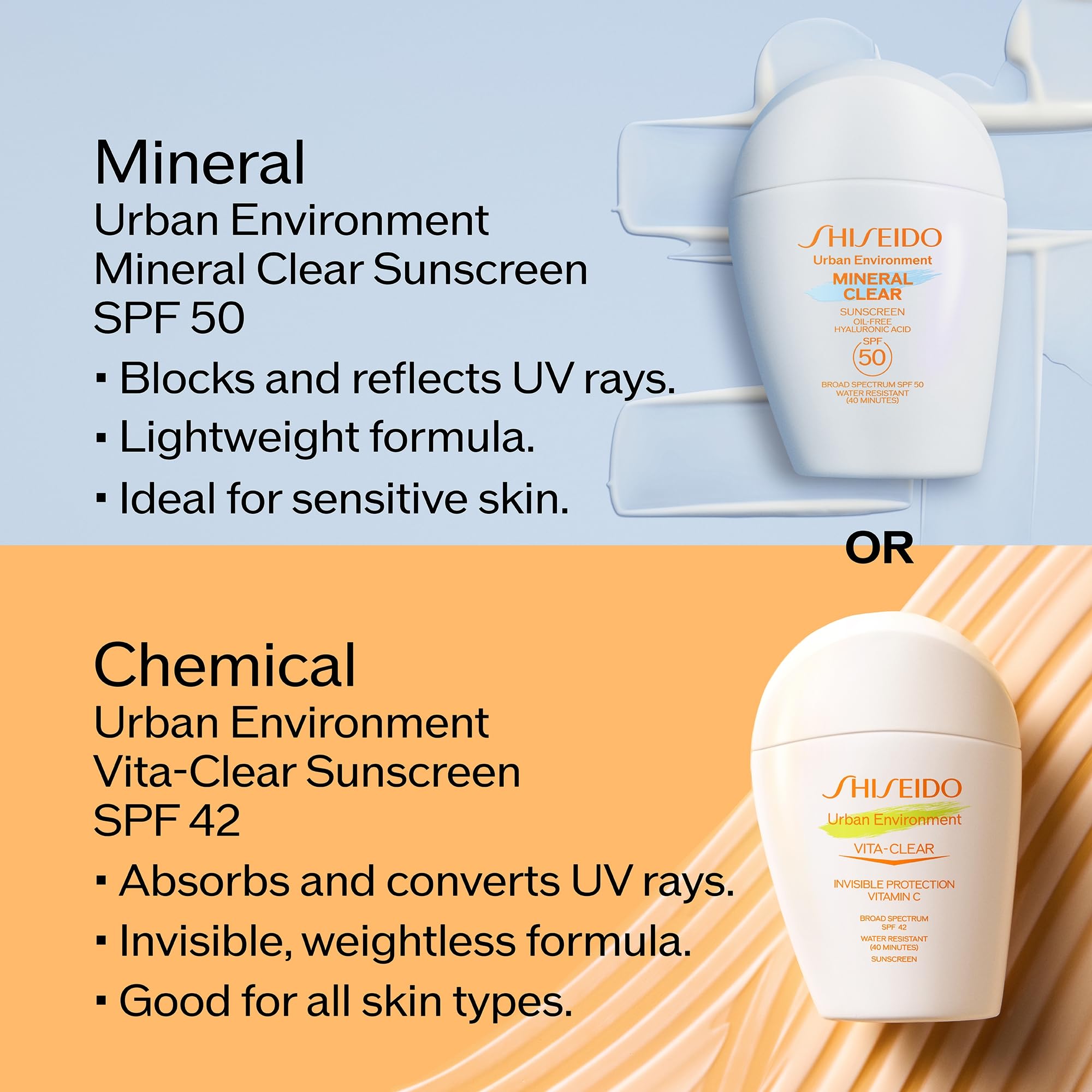 Shiseido Urban Environment Mineral Clear SPF 50 radiancia: tono más uniforme y luminosidad.