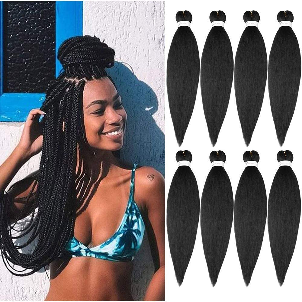 ShowCoco cabellos preestirados 20 pulgadas negro natural, uso diario.