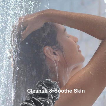 Shower Bouquet duo lufa en ducha con jabón genera buena espuma.