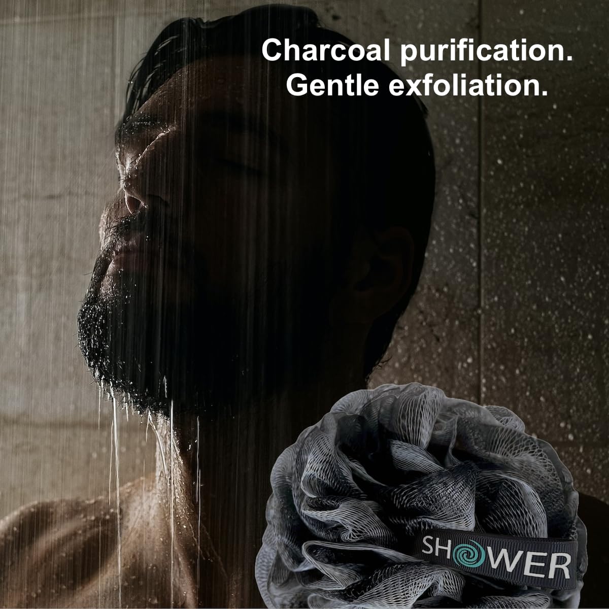 Shower Bouquet escobillas con infusión de carbón para piel limpia y suave.