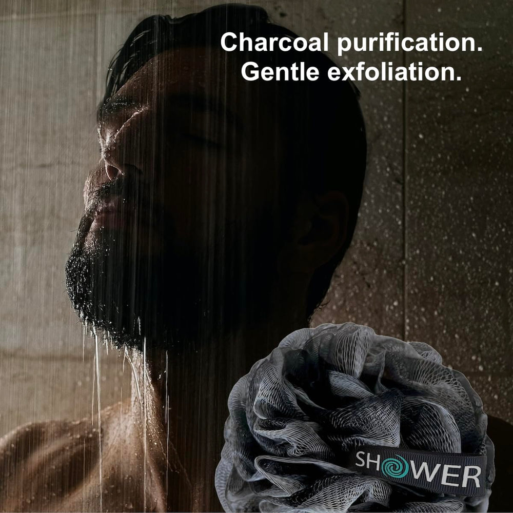 Shower Bouquet escobillas con infusión de carbón para piel limpia y suave.