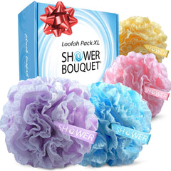 Shower Bouquet lufa-encaje-malla lavanda: exfoliación suave para piel sensible