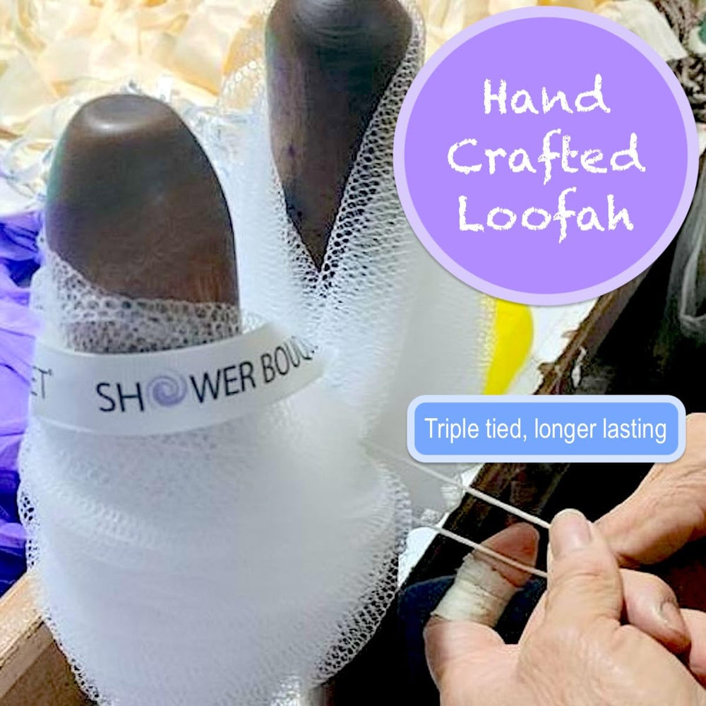 Shower Bouquet lufa-encaje-malla lavanda: limpieza suave y cremosa