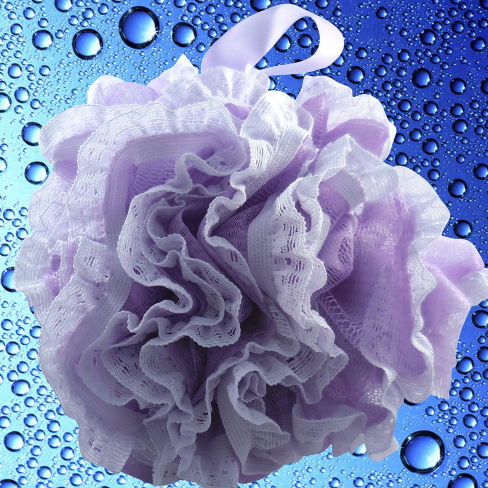 Shower Bouquet lufa-encaje-malla rosa suave: limpieza delicada y spa en casa