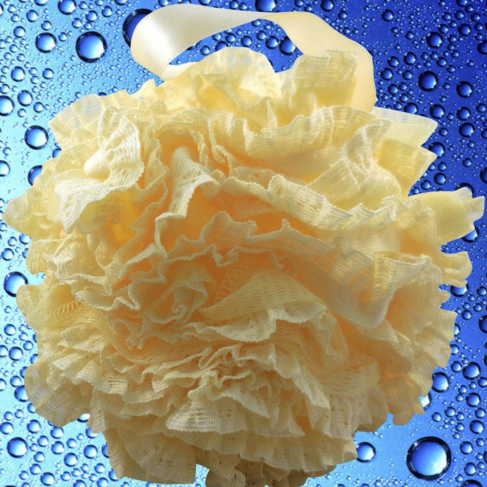 Shower Bouquet lufa-encaje-malla rosa suave: ideal para piel sensible y rutina diaria