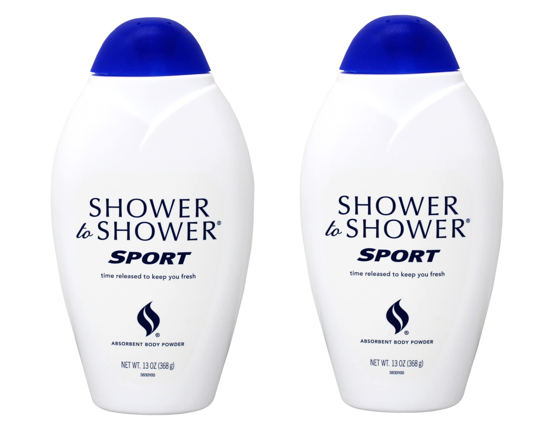 Shower To Shower Sport polvo absorbente en frasco, mantiene la piel seca y fresca.