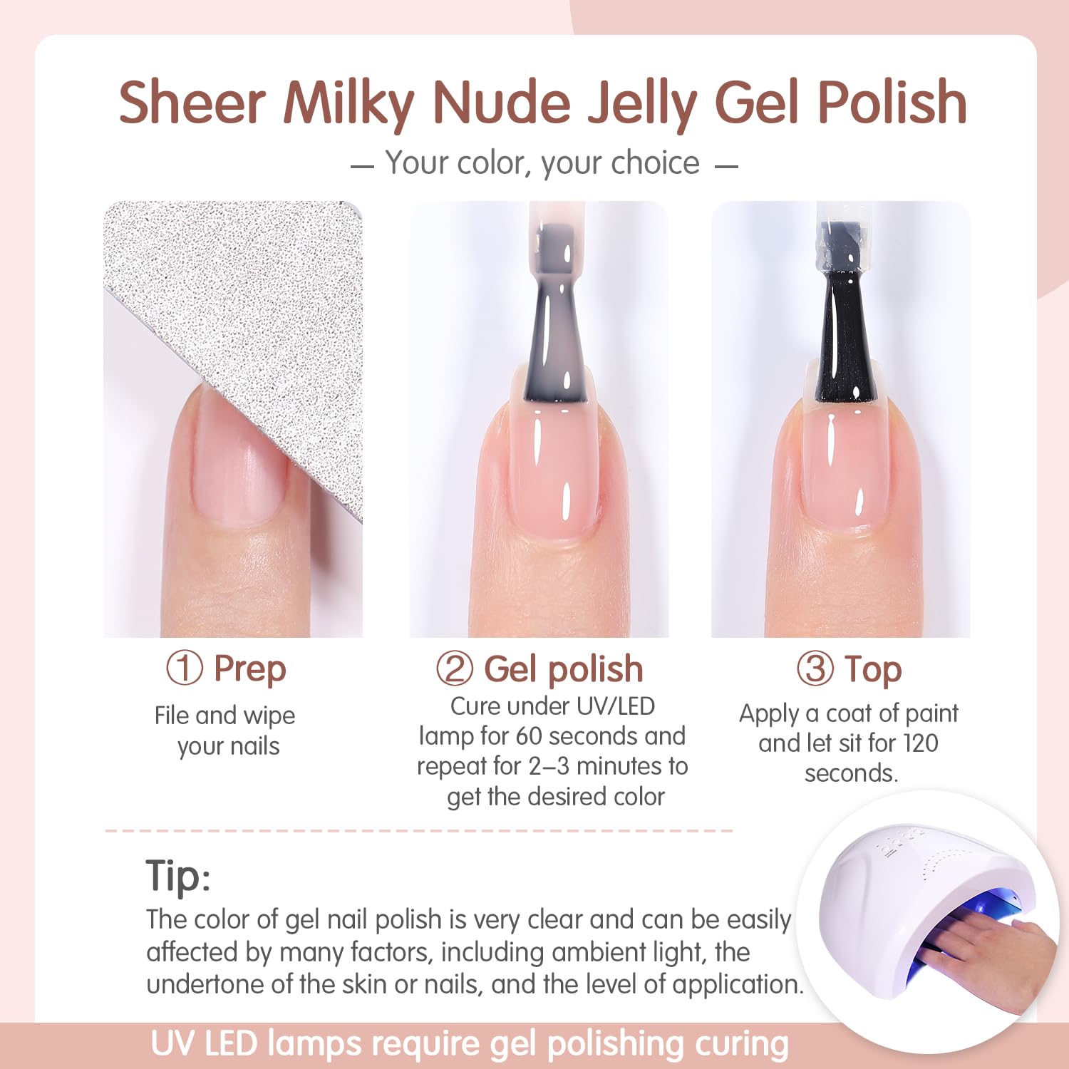 SHOYUM Milky White Jelly Nude at-home setup suitable with UV lamp