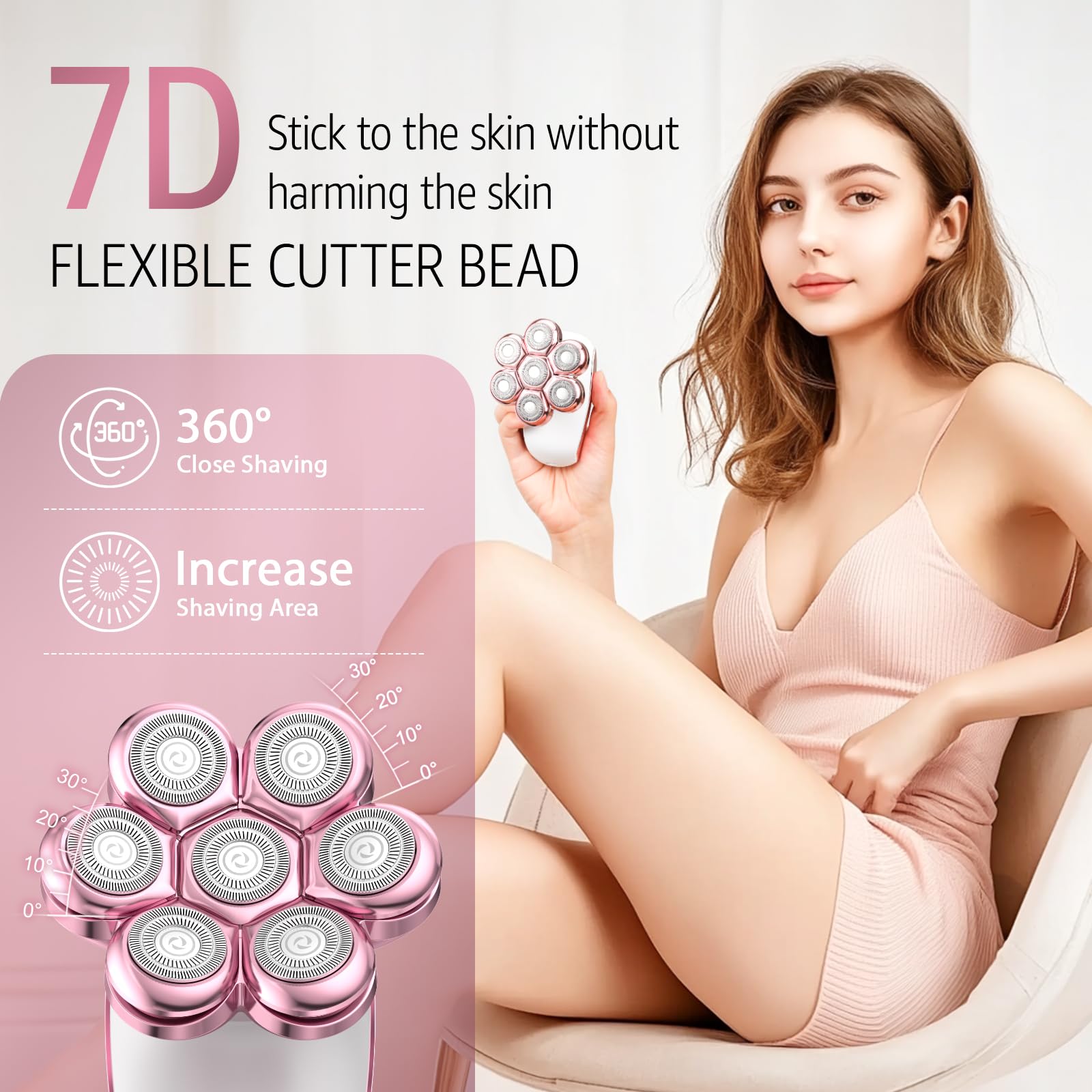 SHPAVVER afeitadora eléctrica para mujeres en axilas, eliminación suave sin irritación.
