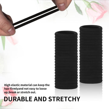 Shrandi gomas negras para cabello grueso, coleta firme durante todo el día.