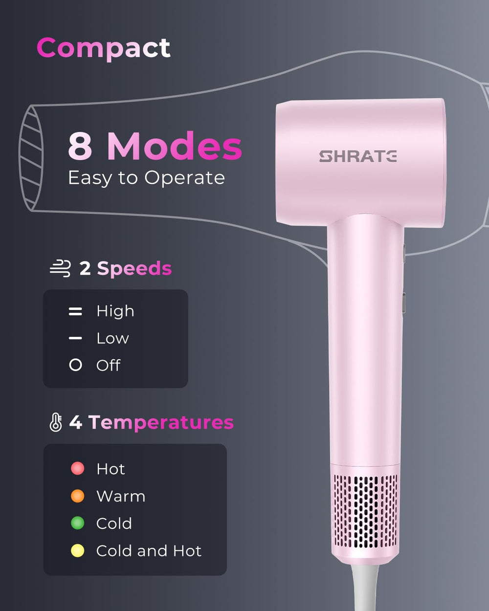 SHRATE secador ideal para todo tipo de pelo con resultados brillantes