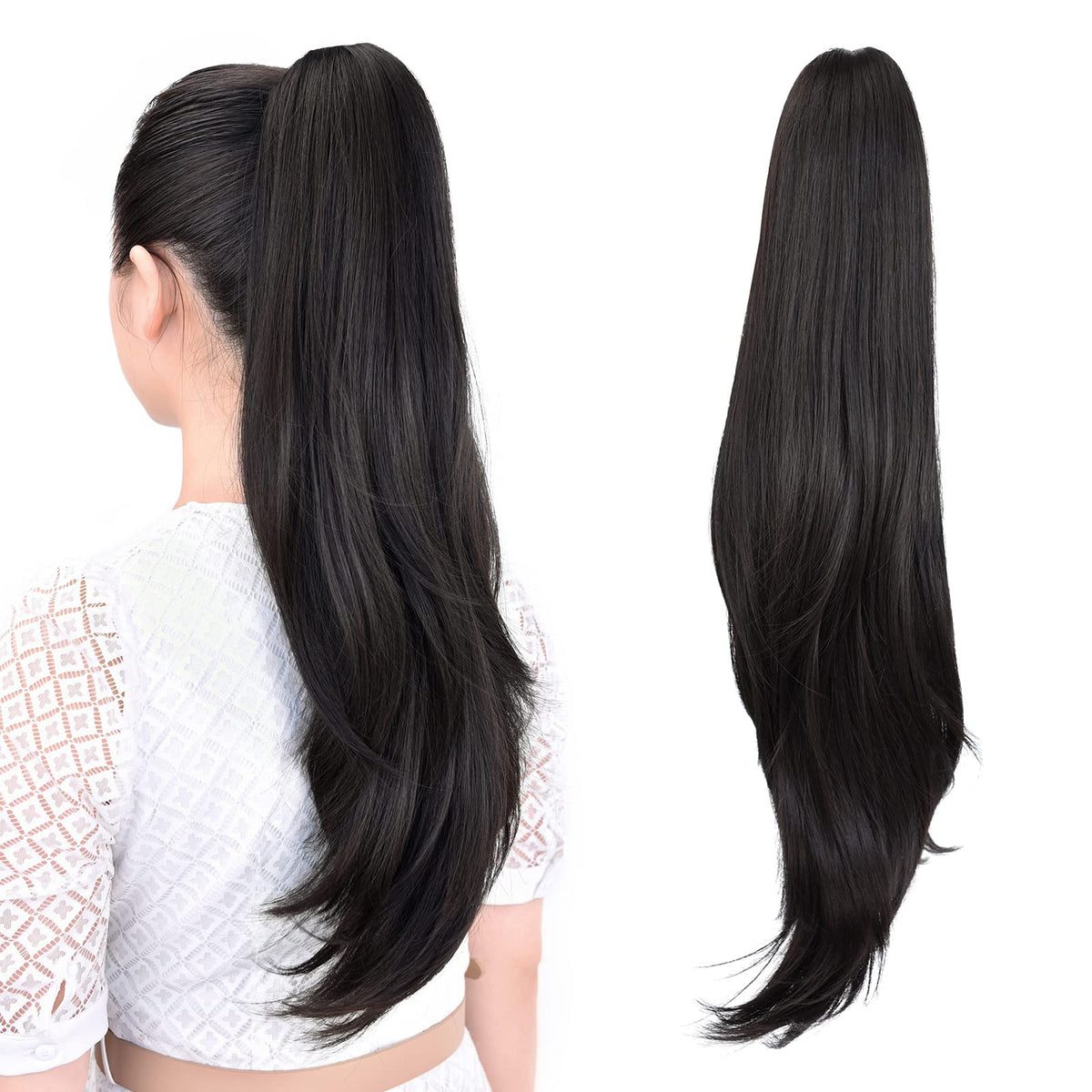 ShulaSHOP coleta de 24 pulgadas negro natural, aspecto muy realista.