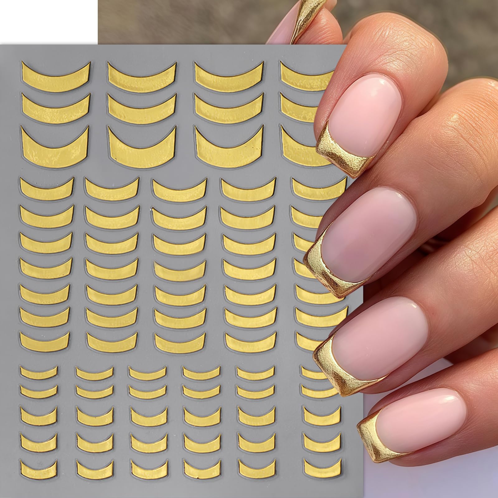SHUXILIN diseño geométrico ondulado dorado para uñas, efecto 3D