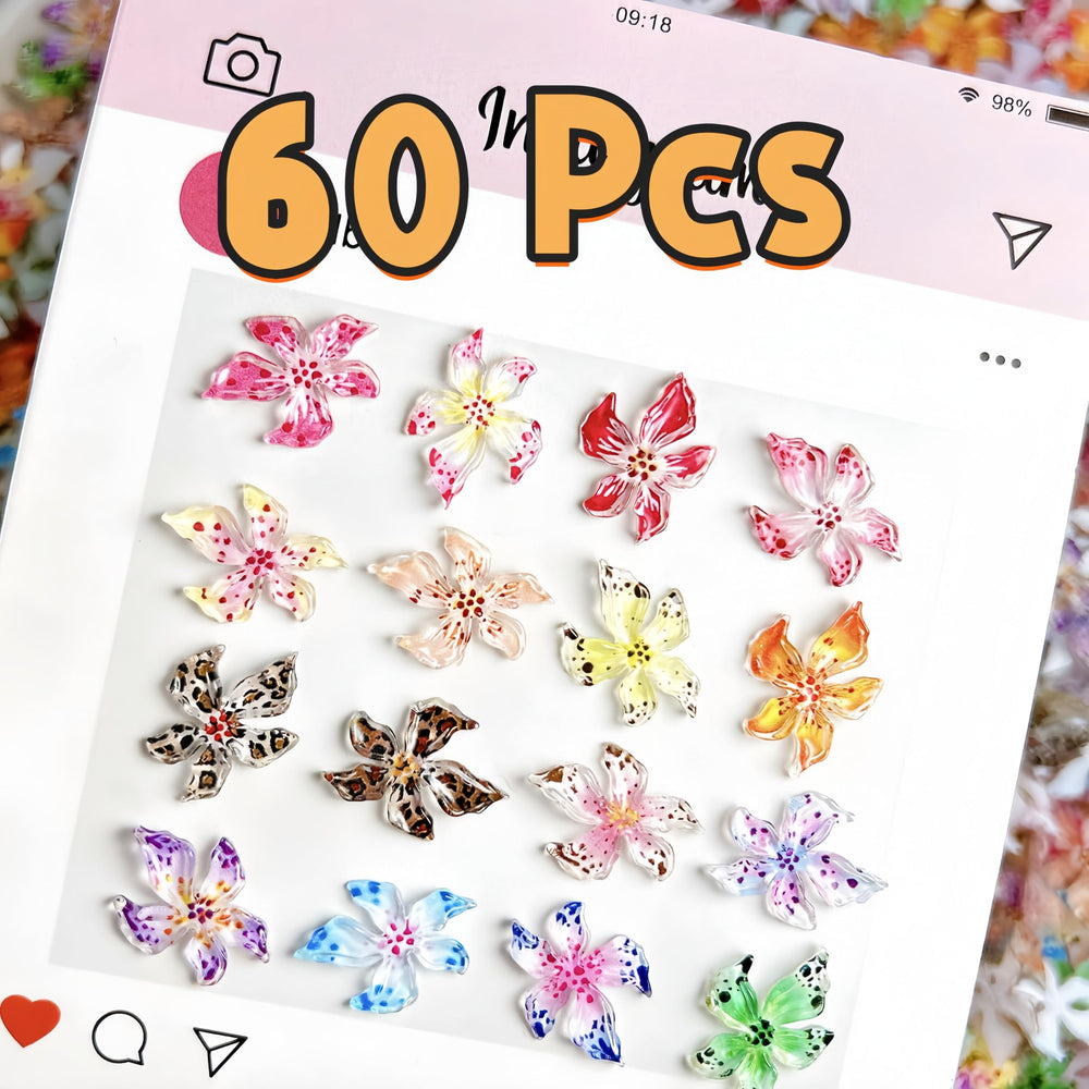 Diseños SHUXILIN flor veraniegos con brillos para uñas.