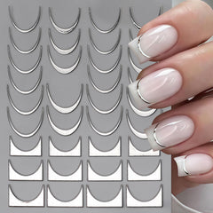 SHUXILIN línea francesa plata para uñas, combina con cualquier color