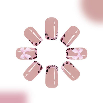 SHUXILIN Uñas con charms lazo rosa, detalle único para eventos.
