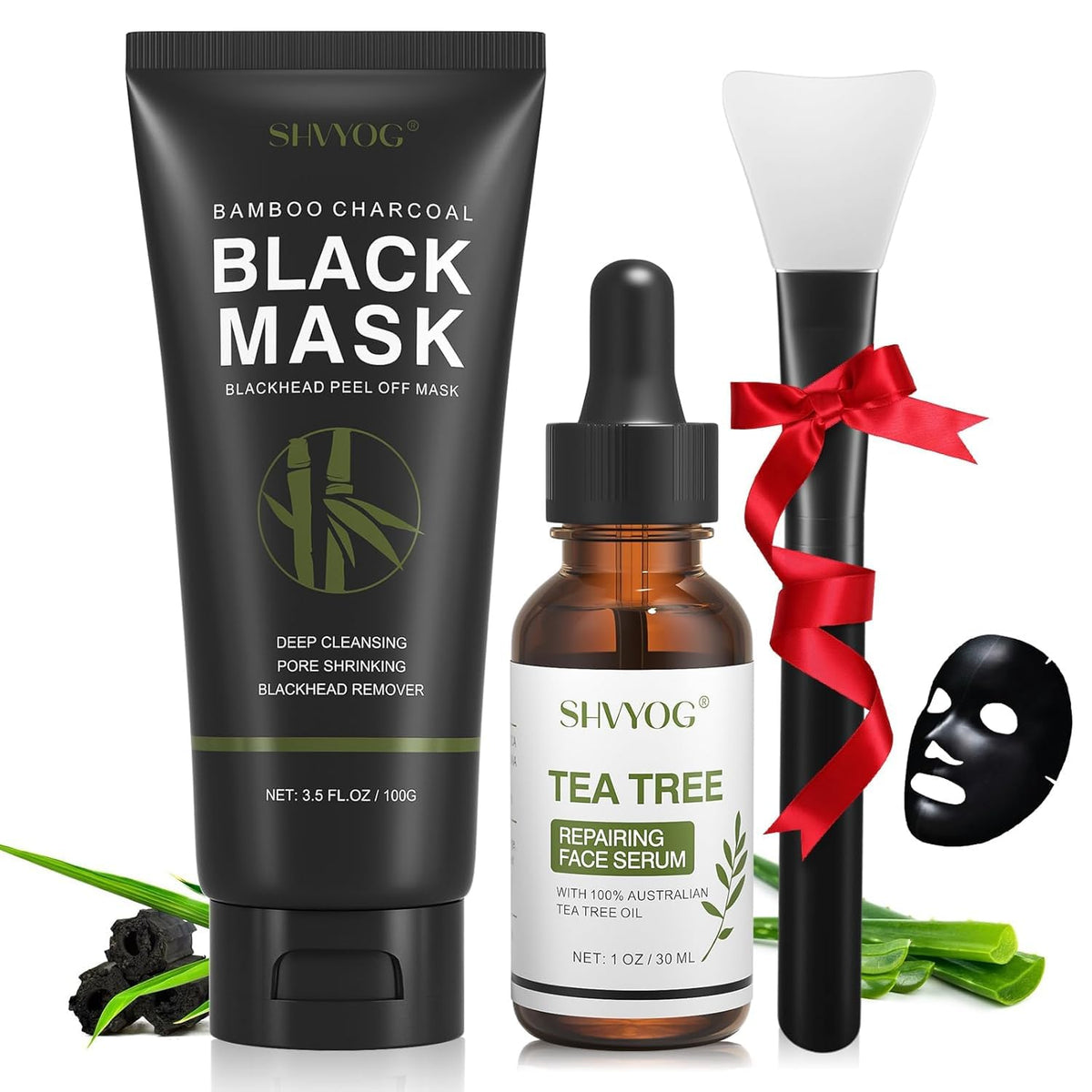 SHVYOG blackhead mask with brush for even application and deep cleansing