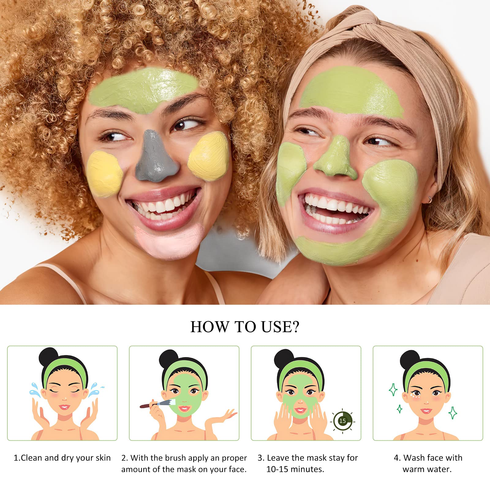 SHVYOG spa en casa con mascarillas de arcilla para cuidado personal.