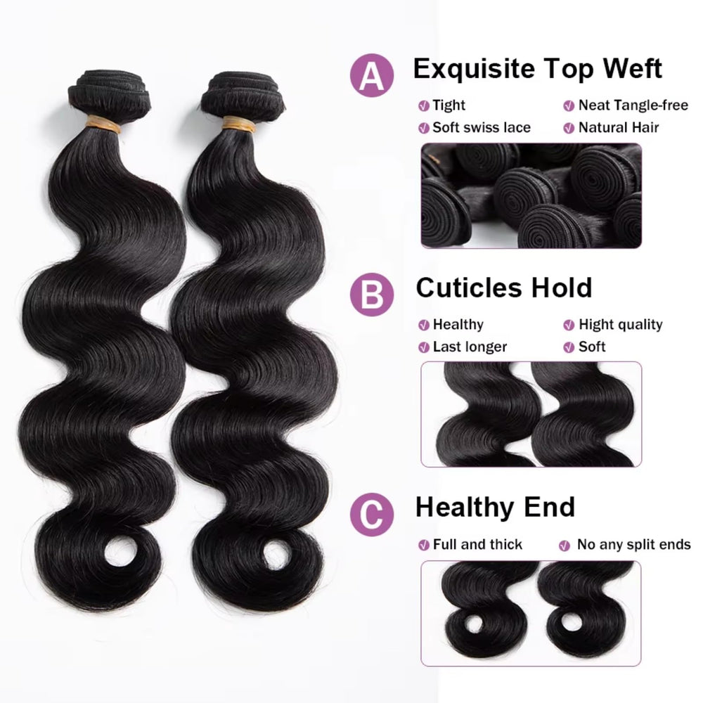 SHWAIR conjuntos cabello brasileño virgen onda suave para uso diario