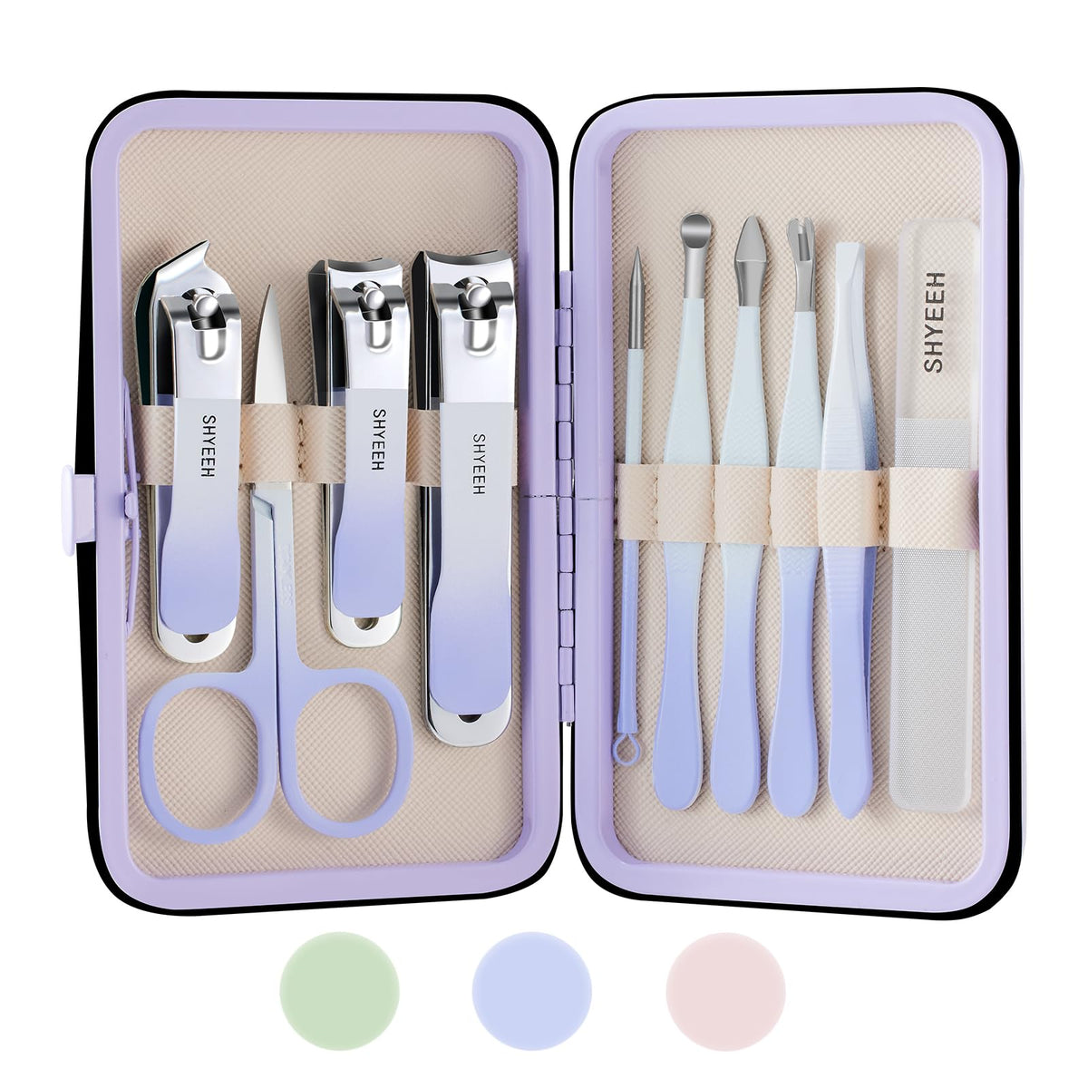 SHYEEH juego de manicura 10 piezas en estuche, protección y organización superiores.