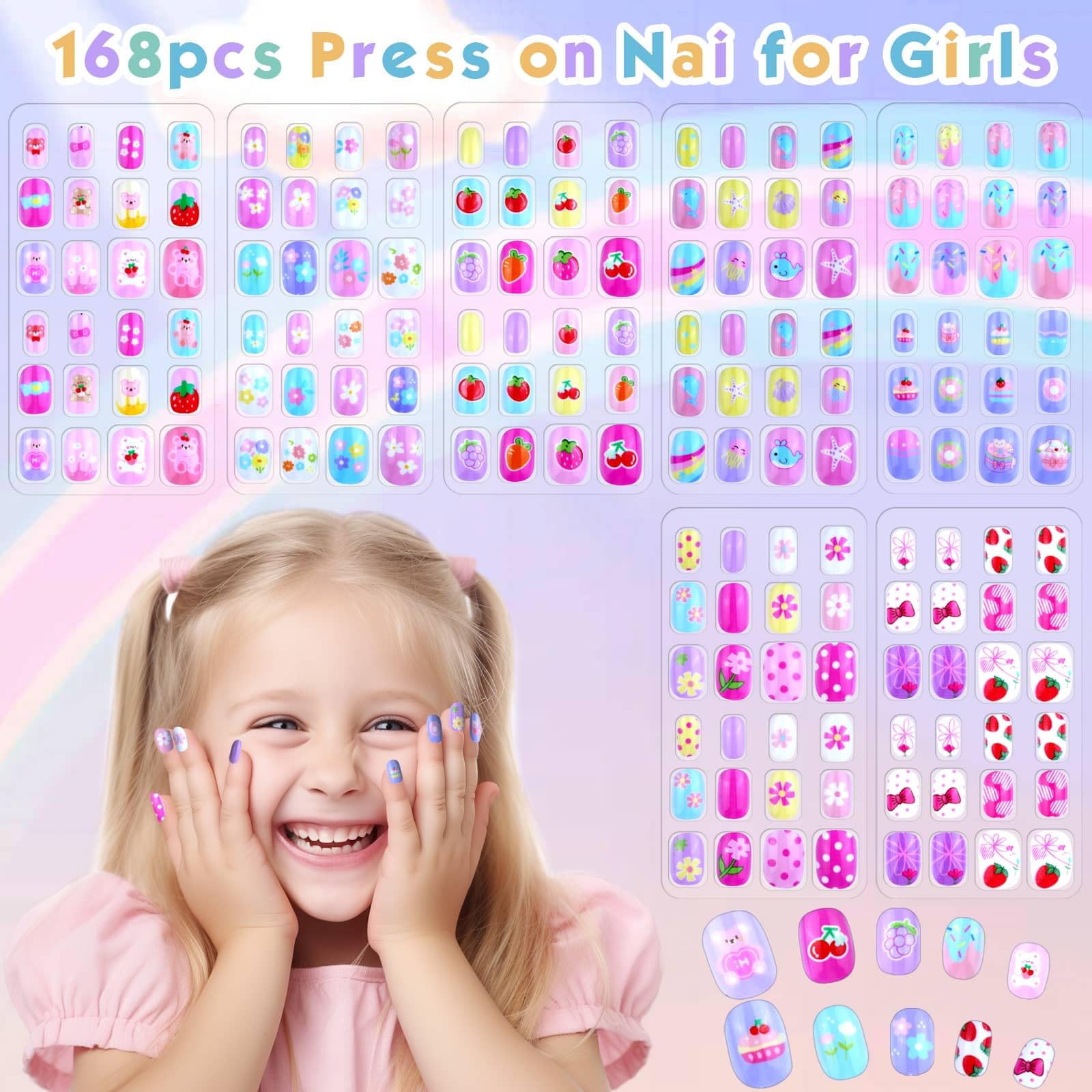 Shynek uñas infantiles con 12 tallas para ajustar a cada dedo.
