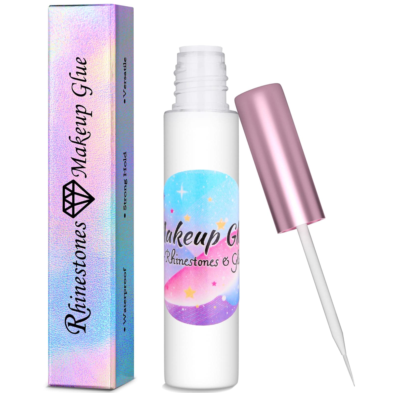Cola de maquillaje shynek para cristales ofrece fijación duradera y acabado claro.
