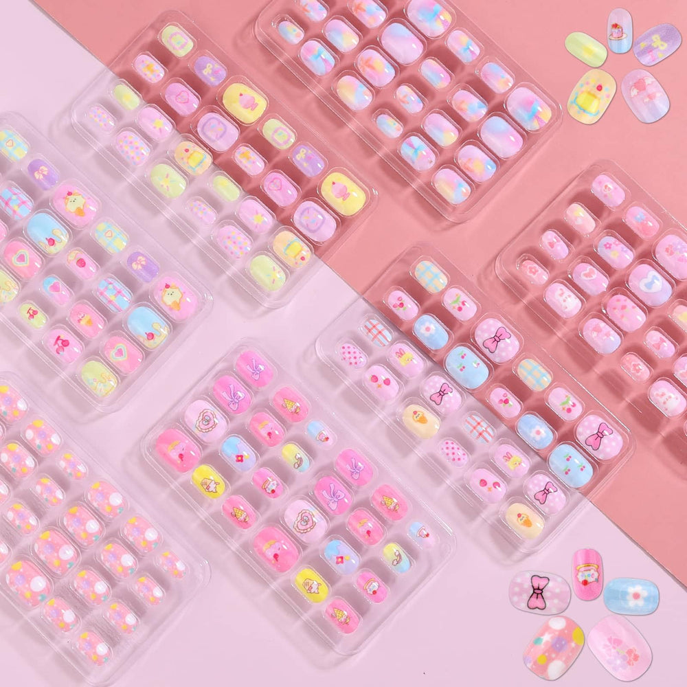 Shynek uñas infantiles prepegadas, set de 168 piezas para aplicación rápida