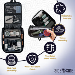SIDE BY SIDE Slim dos-dopp-cubos desmontables, organización modular para viajes