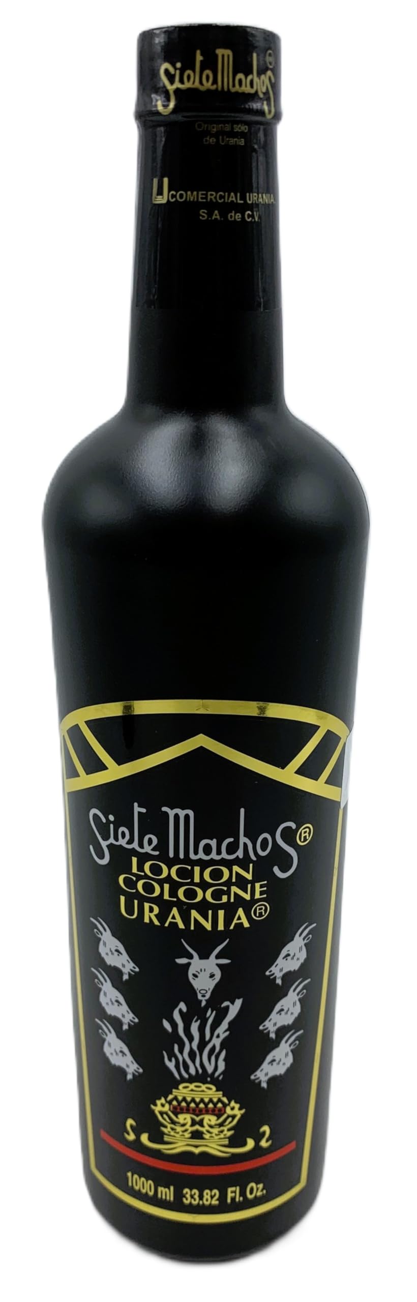 Siete Machos URANIA: botella de colonia original, frasco de 1000 ml, aroma distintivo.