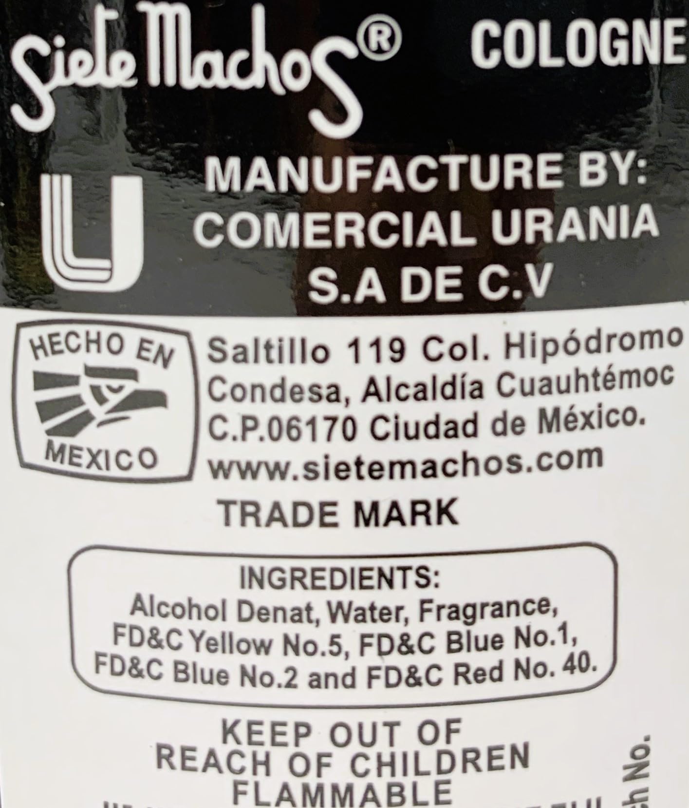 Siete Machos URANIA bottle side view, versatile for day and night use