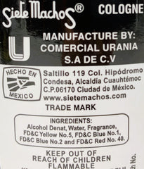 Siete Machos URANIA bottle side view, versatile for day and night use