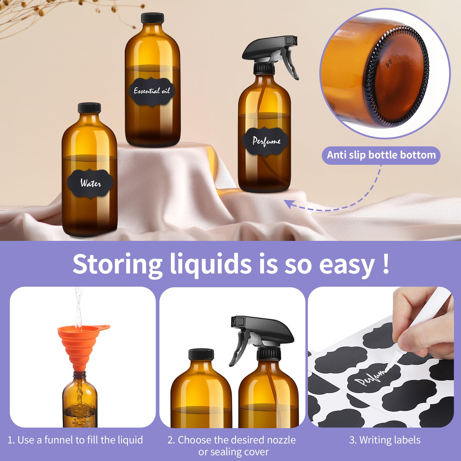 Paquete de nueve frascos reutilizables para proyectos caseros.