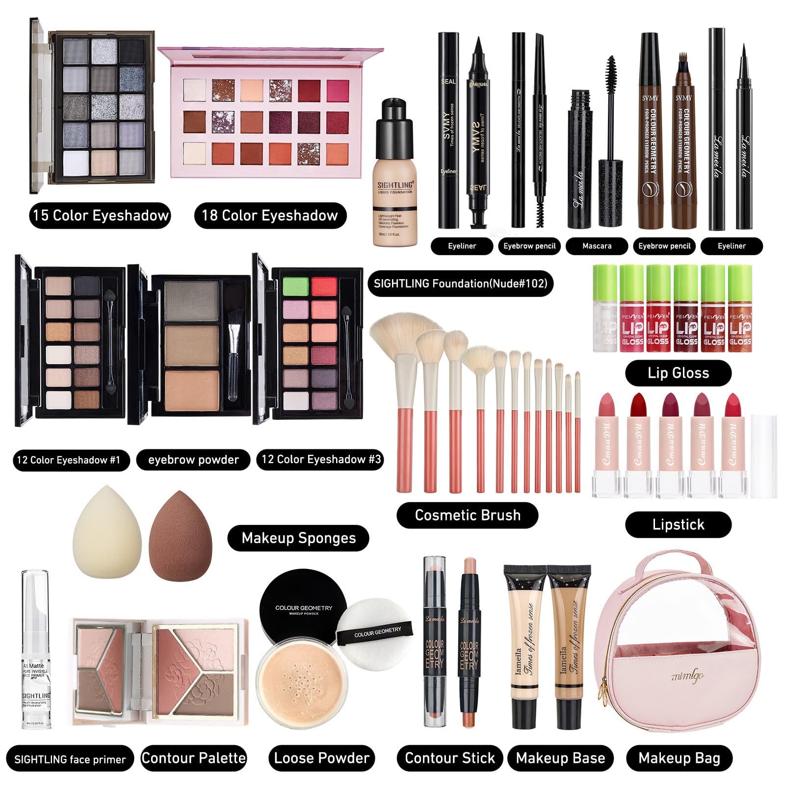SIGHTLING kit maquillage tout-en-un palette d ombres pour des looks variés.
