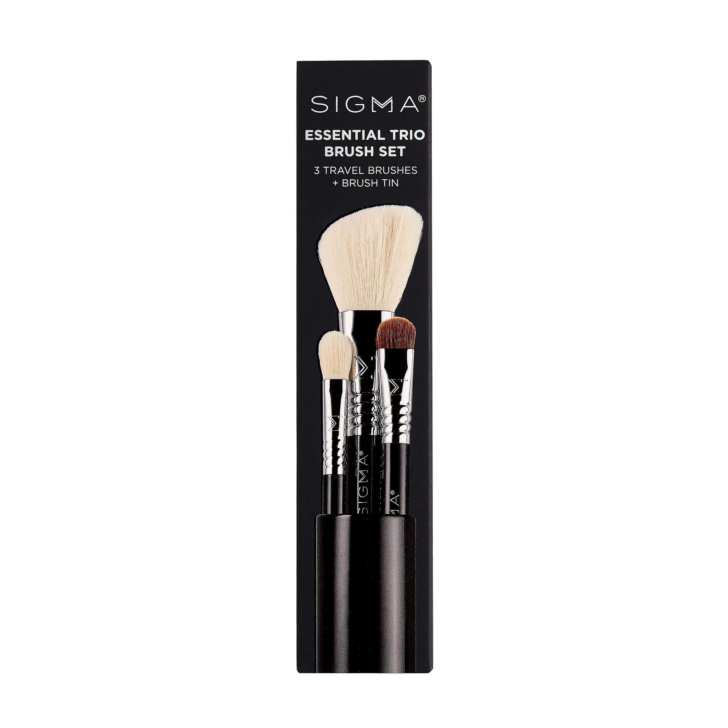 Sigma Beauty Travel Essential Trio uso en viaje: kit práctico para rutina diaria fuera de casa.