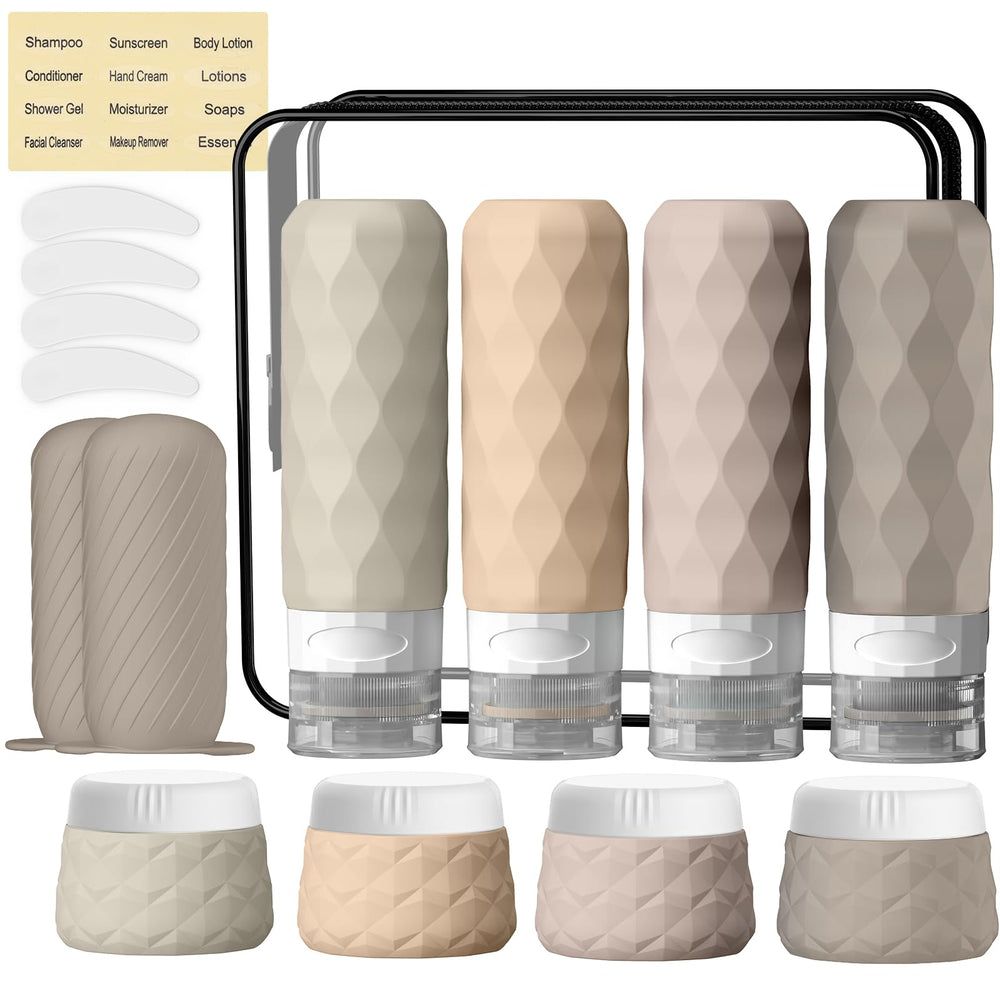 Silevoler 16pack botellas de viaje de silicona crema sin fugas para cosméticos