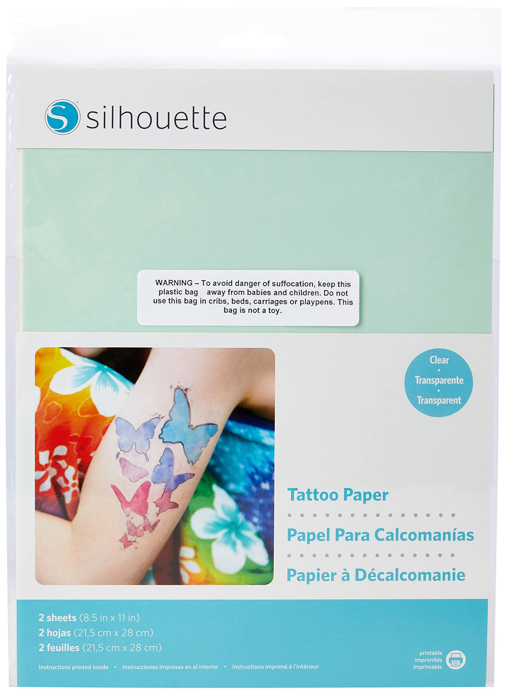 Papel Silhouette Media-Tattoo para impresión de tatuajes temporales en piel.
