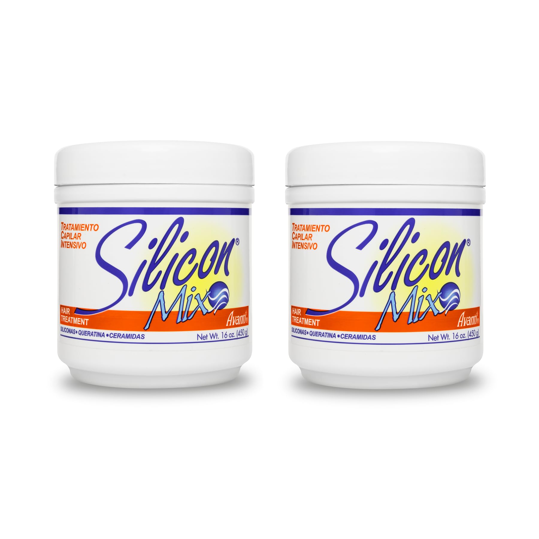 Silicon Mix Tratamiento, dos frascos de 16 onzas, aporta brillo y suavidad al cabello.