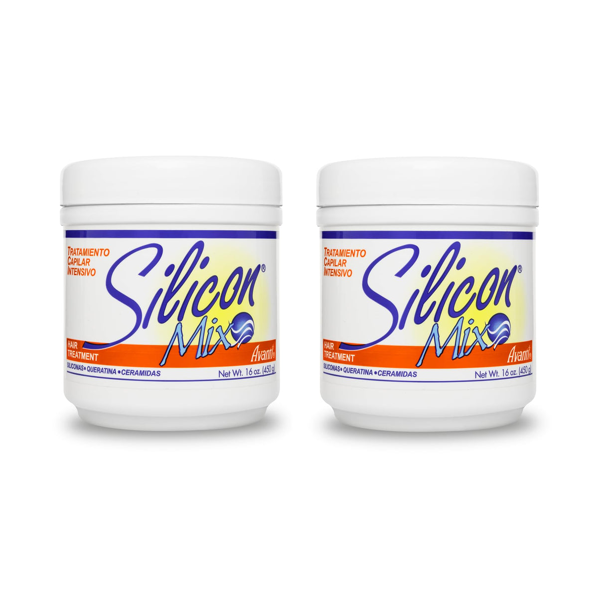 Silicon Mix Tratamiento, dos frascos de 16 onzas, aporta brillo y suavidad al cabello.