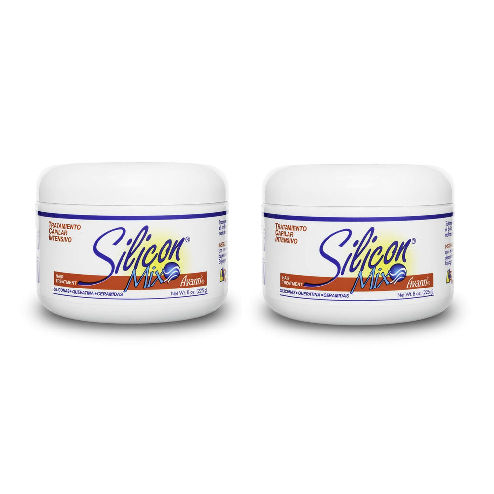 Silicon Mix tratamiento capilar intensivo, frascos de 8 onzas, hidrata y suaviza el cabello.