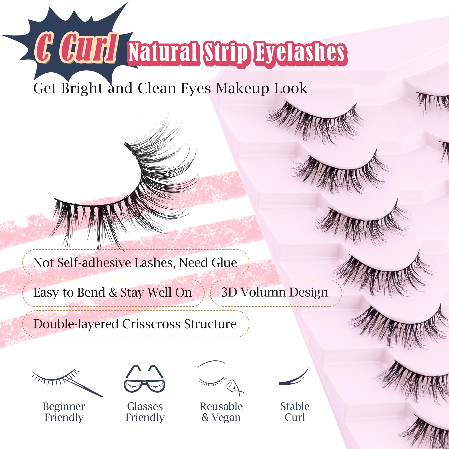 Pestañas Siligli faux mink suaves para un acabado natural.