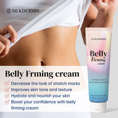 SILKDERMIS B Flat Belly Firming Cream textura de piel hidratada y sedosa.