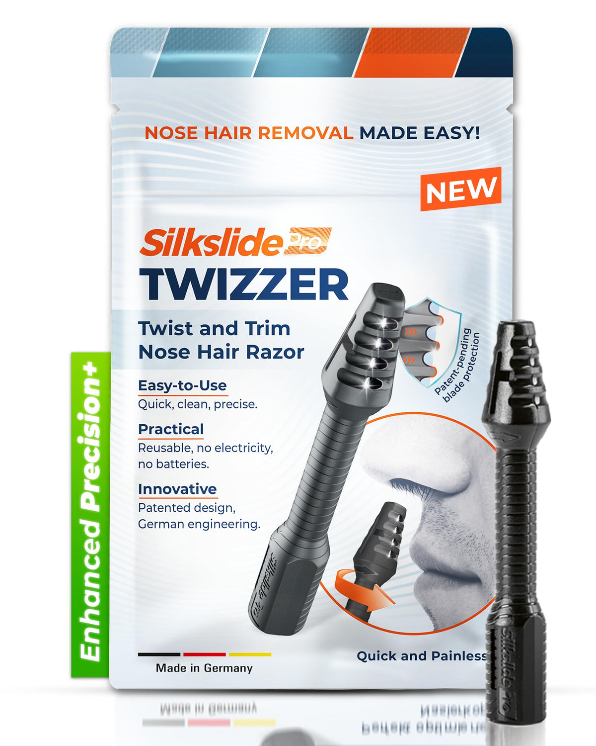 Silkslide TWIZZER con diseño giratorio para un recorte nasal cómodo y preciso