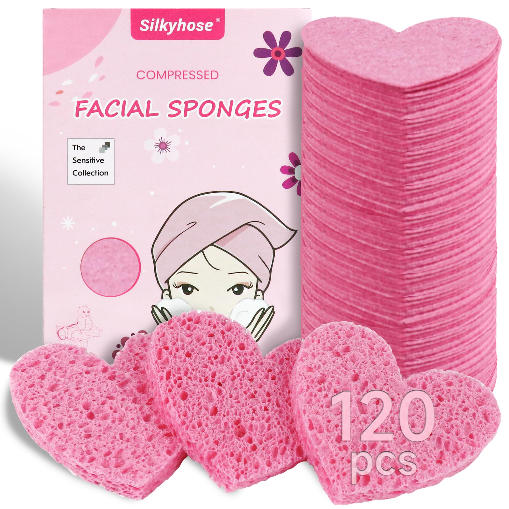 Silkyhose esponja facial en forma de corazón para limpieza suave y profunda